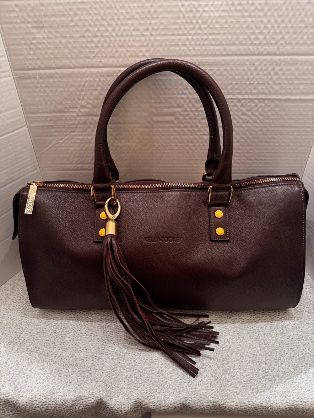 Kelly Tooke SoHo Dark Brown Leather Barrel Tassel Handbag
